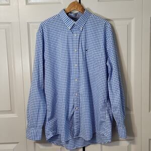 Calvin Klein Men's Blue & White Gingham Button Down Shirt Size XL Classic Fit